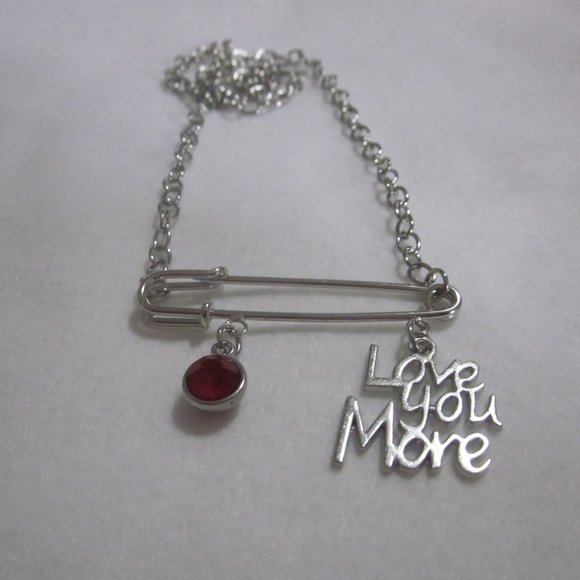 Love You More Safety Pin Necklace. - Picture 3 of 3